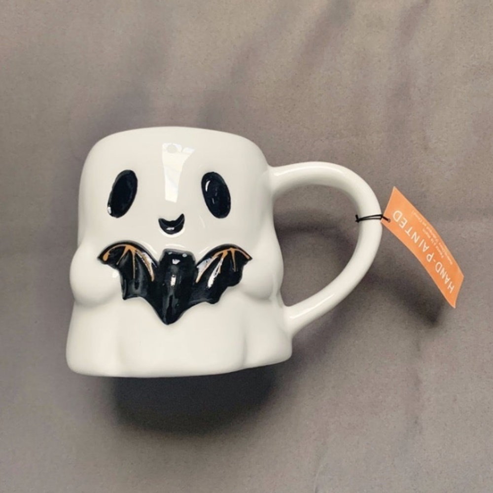 Halloween Ghost Holding Bat Mug